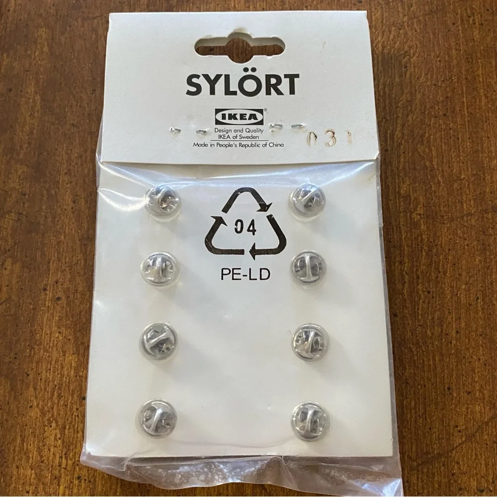 Ikea Sylort Curtain Pins (BRAND NEW IN BAG) Silver Round Button